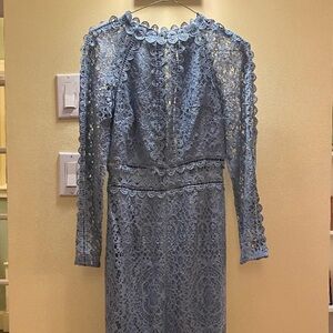 ASOS Baby Blue Lace Long Sleeve Dress